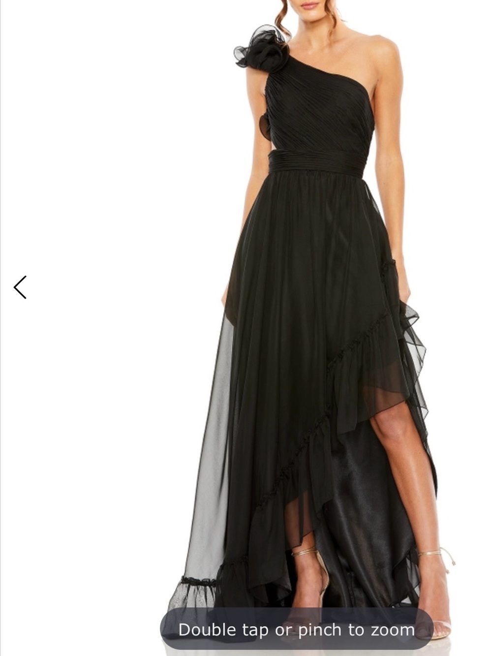 Mac Duggal Black One-Shoulder High-Low Chiffon Gown